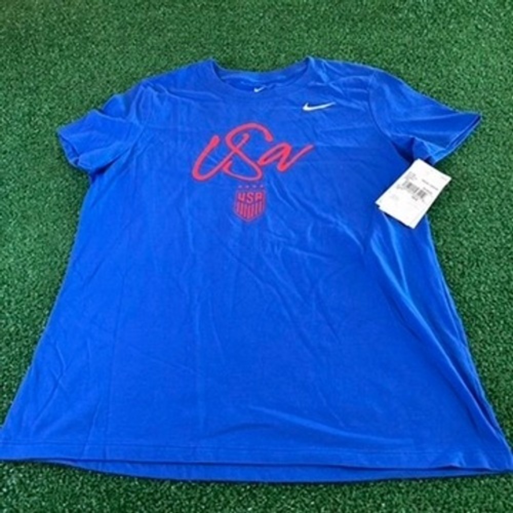Nike USA T-Shirt USWNT Soccer Graphic Tee Game Royal Blue Womens Large NWT